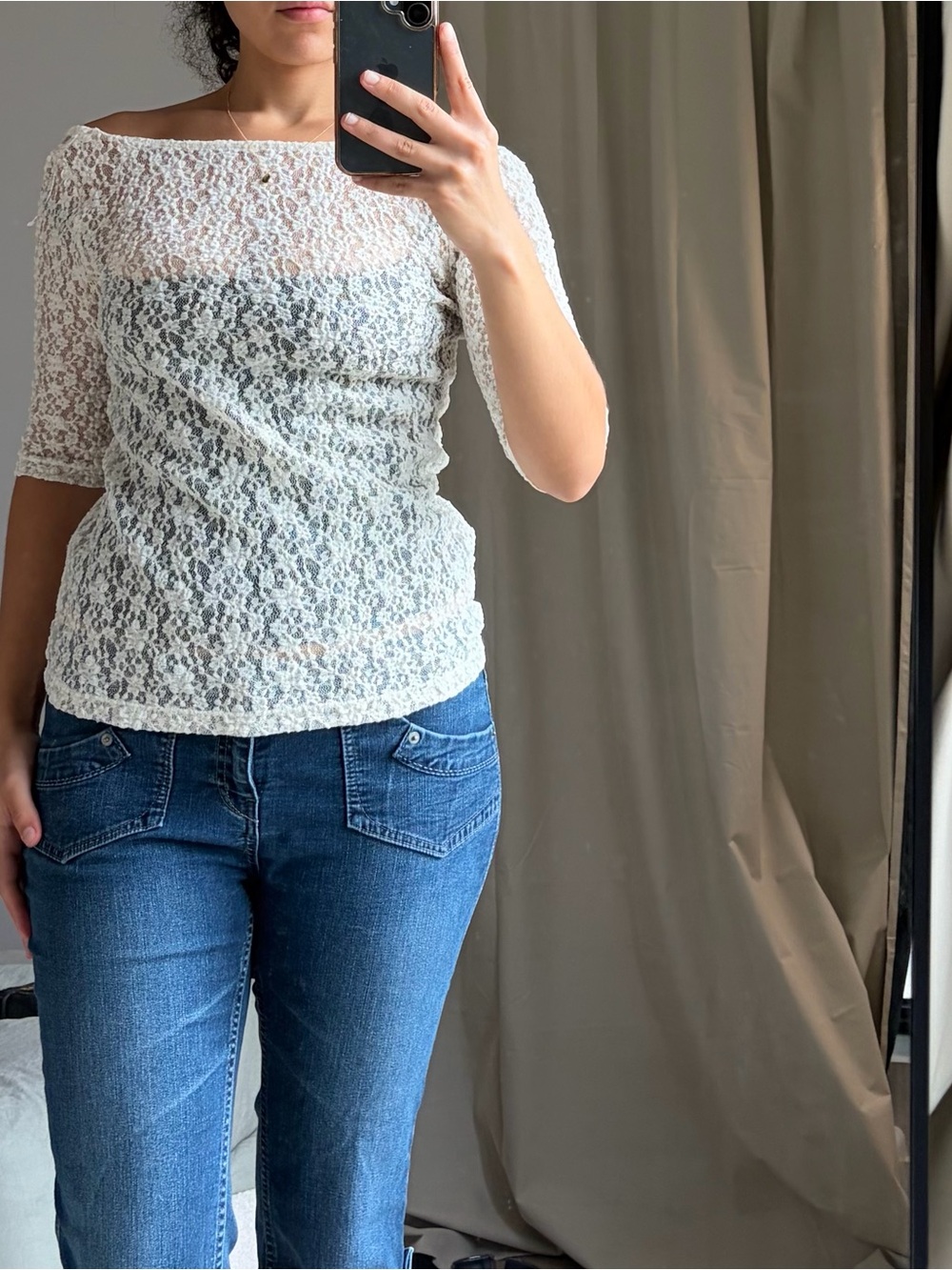 GAP White Lace Boatneck Top